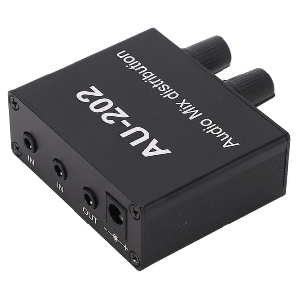 Mini Audio Distributionsmixer 2 ind 2 ud Stereo Forstærker Distributør med Strømadapter 100‑240V EU-stik