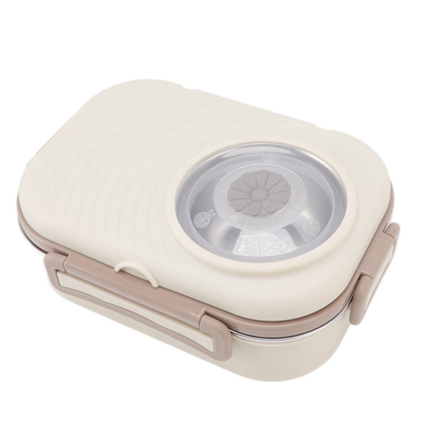 1450 ml Bento Lunsjboks i Rustfritt Stål med Termisk Bentoboks med Dobbelt Lag for Studenter Beige