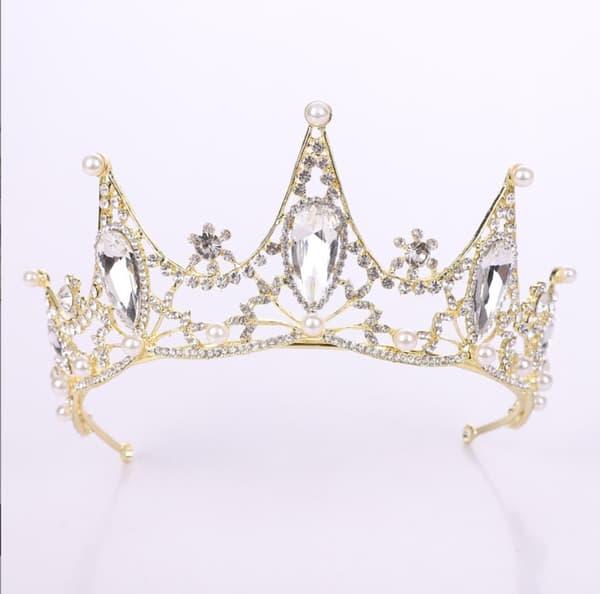 Crystal Pearl Crown Tiara (gull)