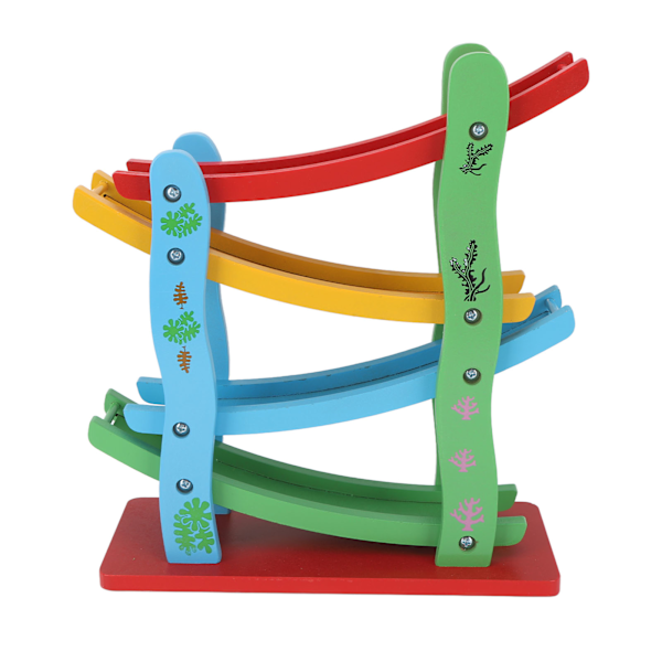 Racebil Ramp Set 4 Bilar Pedagogisk Tidig Inlärning Smidig Glidande Träbil Ramp Racer Leksak för Pojkar Flickor Ramp Racer