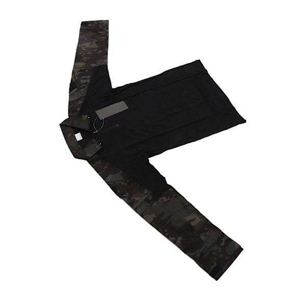 Combat Shirt Långärmad Dragkedja Unisex Bomull Polyester Andningsbar med Armbågsskydd Axel Ficka Combat Kläder för Cosplay Camo Svart M
