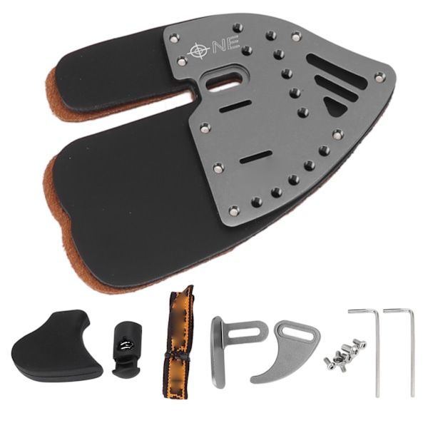 Bueskydning Finger Tab Sort Grå Fingerbeskytter Ergonomisk Design Læder Aluminium Legering Bueskydningsværktøj til Jagt S