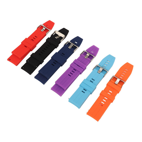 6 st Smartwatch-armband för män och kvinnor Silikon 22mm Snabbkoppling Klockarmband Ersättningsarmband för GT2 GT3 Röd Lila Blå Mörkblå Orange Svart