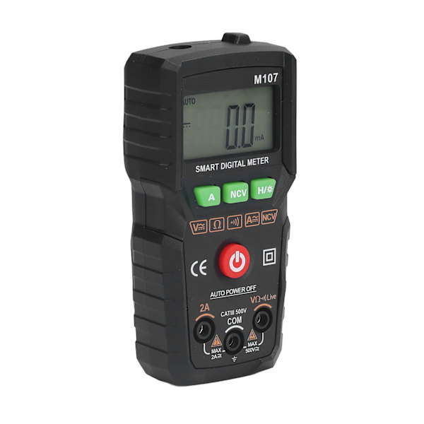 Digitalt multimeter fuldautomatisk multimeter AC DC spænding modstand kontinuitet dioder bærbar multimeter til test sort