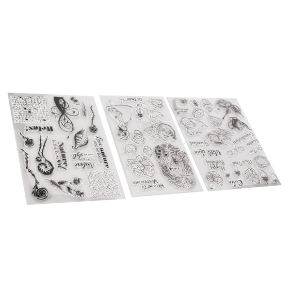 3 stk gjennomsiktig stempel TPR Assorted Styles Hudvennlig Enkel å bruke Klart stempel for kortlaging Scrapbooking