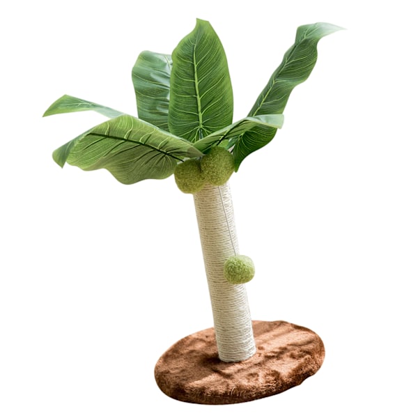 Kattklöspost 32 cm Hög 25 cm Bas Hängande Bollar Gröna Blad Sisal Hampa Kattklösare för Hus Sovrum Inomhus Kaffe Färg