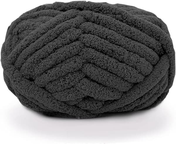 st Chunky Knit Chenillegarn til håndstrikkede tæpper, superblødt stort jumbo tæppegarn (sort)