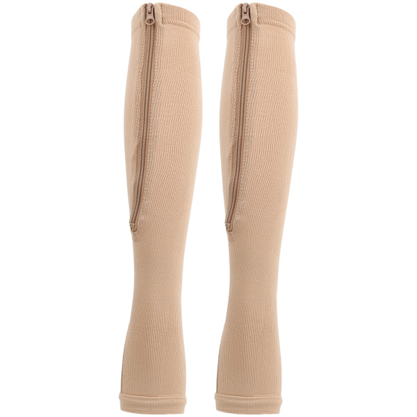 1 par dragkedja Midcalf Längd strumpa kompressionsstrumpor Slim Leggings Stretch strumpor öppen tå (dragkedja strumpor (hudfärg brons botten) XXL)