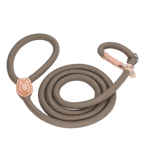 Hundehalsbånd med sikkerhetslås og komfortabelt grep i nylon for små og mellomstore hunder - Khaki L 5,9 fot x 0,5 tommer