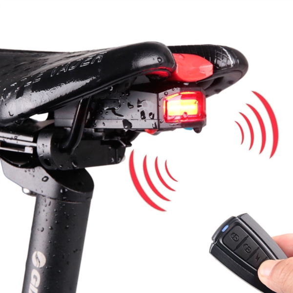 Sykkelbaklys USB Oppladbar Smart sykkelbaklys Trådløst sykkelalarmsystem med fjernkontroll for terrengsykler landeveissykler