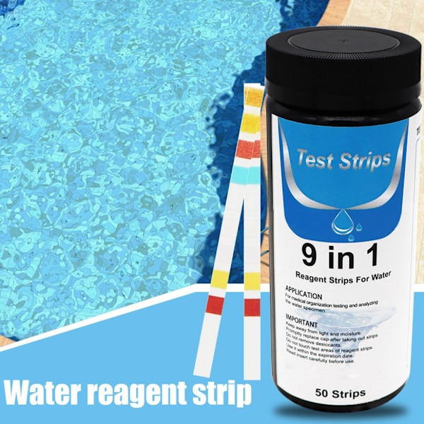 9 i 1 Bärbara Pool Vatten Test Strips 50 Hushållsvatten Renhet Snabb Test Strips för Dricka Akvarier Simbassänger