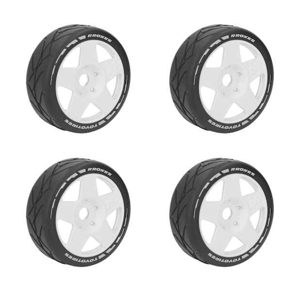 4 st 1/8 GT RC-hjul med starkt grepp, vägbana-racingdäck, slitstarka väghjul med 17 mm adapter, vita