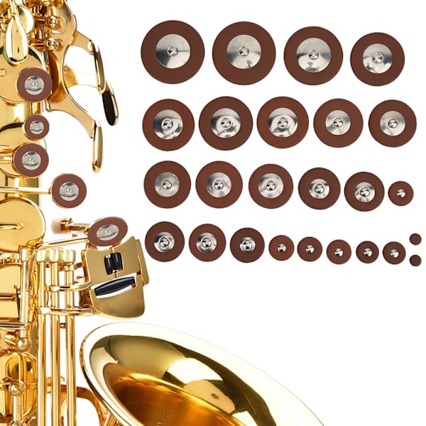 25 stk Multi Size Sax Leather Pads Erstatningssett for Tenorsaxofon