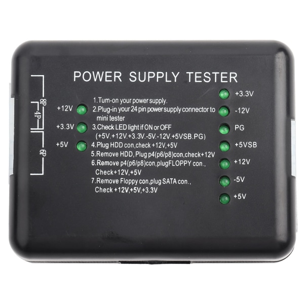 Power Supply Tester Checker 20/24 Pin HDD SATA FLOPPY til computer