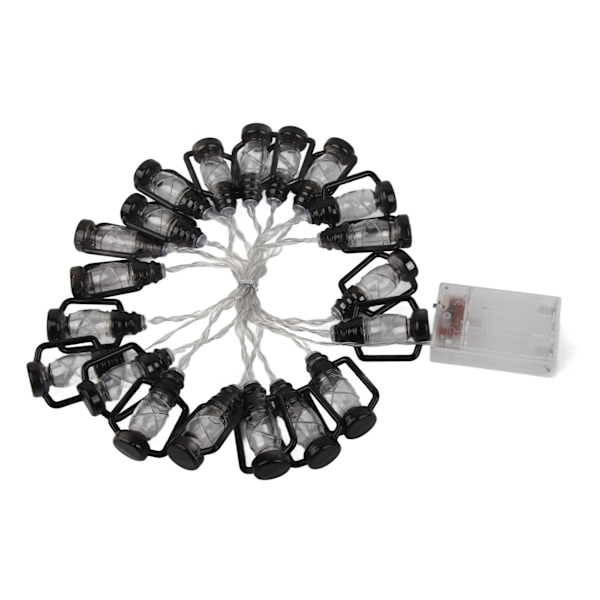 LED Sort Lanterne Lysstreng Retro Vandafvisende Energibesparende Plastik Mini Petroleum Lampe til Camping Varmt Hvid 3m 20 Lys med Blink