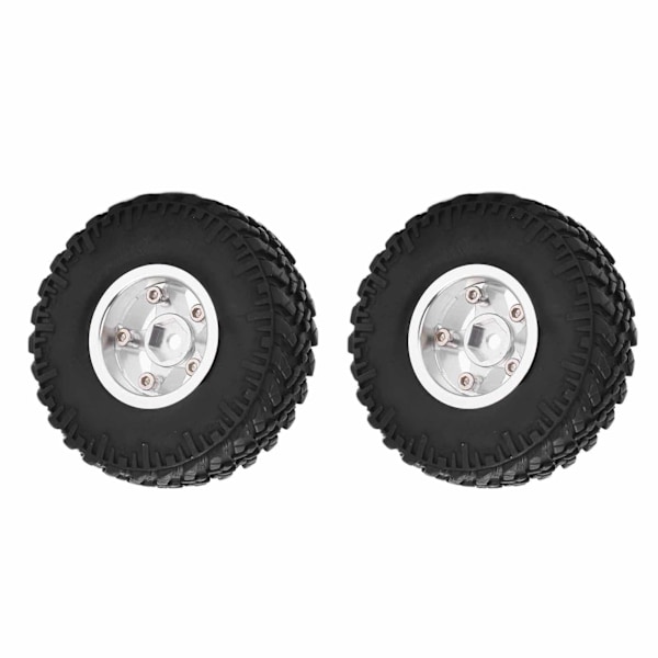 2 STK Fælgefælge Dæk Sæt til Axial SCX24 AXI00001 1/24 RC Crawler Bil Opgraderingsdele Sølv