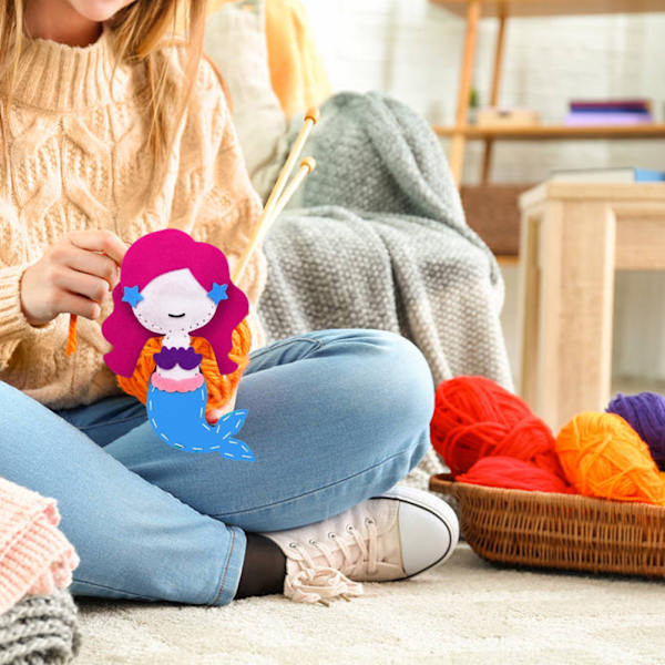 8 st barn filt sykit havsdjur DIY konst hantverk filt set nybörjare sykit för pojkar och flickor pedagogisk present