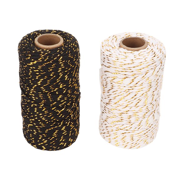 2 rullar Twine String Safe 0,08in 109yd Bomull Multi färger Bakersgarn för inslagning och dekoration