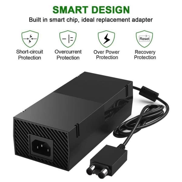 Xbox One strømforsyning - BONAEVER - Strømadapter - 100-240V - Hurtiglading - LED-indikator