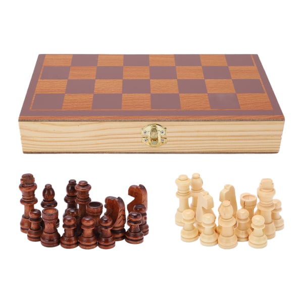 Skaksæt Trærejse Bærbart foldbart mellemlangt skakbrætsæt til børn og voksne