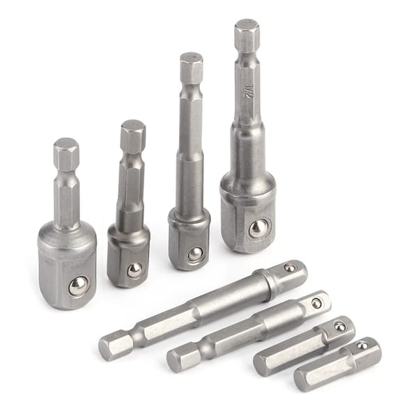 8-pack Socket Adapter Set, Drivningsstift, Hex-skaft, Slagborrbitar, Förlängningsstång 1/4 tum, 3/8 tum, 1/2 tum