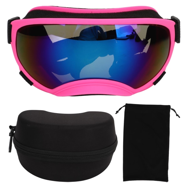Pet Goggles Pink stel Ultraviolet-sikker vindtæt åndbar justerbar strop Hundebriller til udendørs blå linse