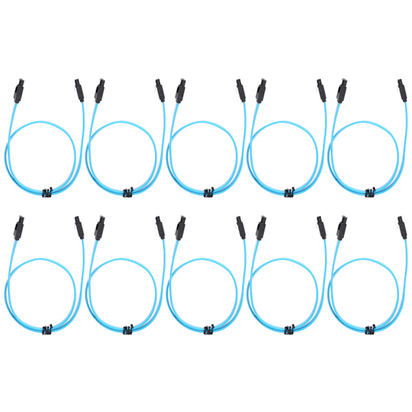 10 stk seriell ATA-kabel Harddisk Datakabel Seriell ATA3.0-adapter for SSD CD-driver CD WriterBlue