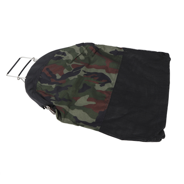 Fiskenet Taske Mesh Taske Rustfrit Stål Fjeder Nylon Camouflage Foldbar Stor Kapacitet Holdbar Oxford Klud Enhåndsbetjening til Fiskeri Dykning