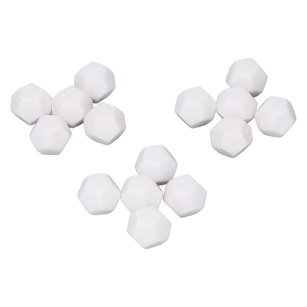 30 stk. 12-sidet blanke terninger Plast Skriv på undervisning terninger Kuber Polyhedriske terninger Sett for underholdning Utdanning 2,2 cm Hvit