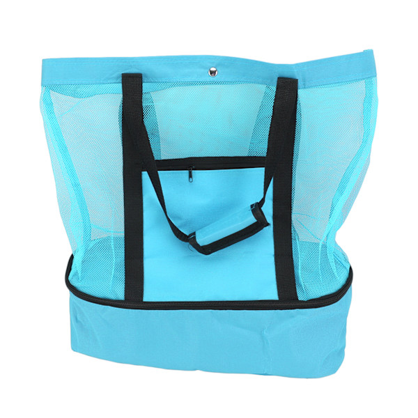 Mesh Strandväska Multifunktion Mesh Design Topp Dragkedja Håll Friskhet Hållbart Tyg Strand Tote för Strand Trädgård Camping Grön
