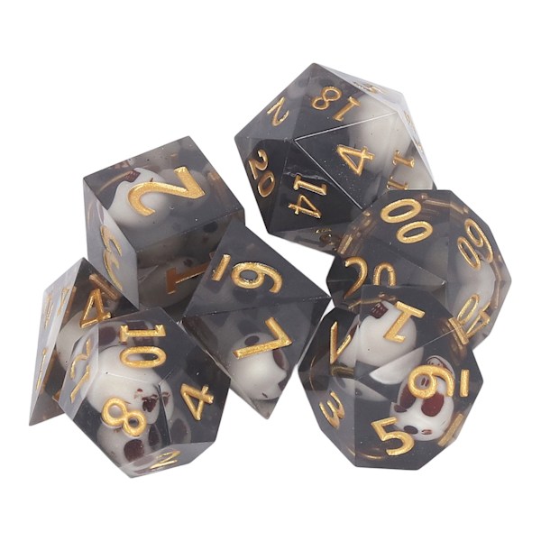 Polyhedral terningesæt rollespil epoxyharpiks gennemsigtig kraniet terning til matematikundervisning brætspil