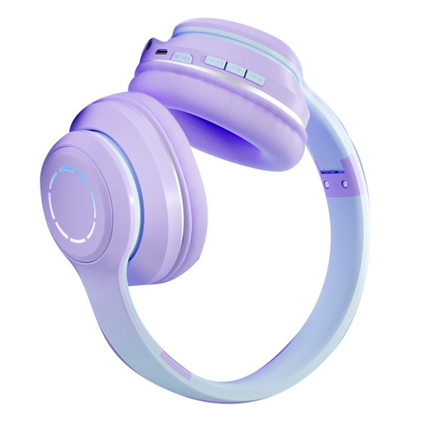 Trådlöst spelheadset Gradient BT5.2-anslutning Mjuka öronkuddar Färgglada lampor Spelheadset för stationär bärbar dator Lila