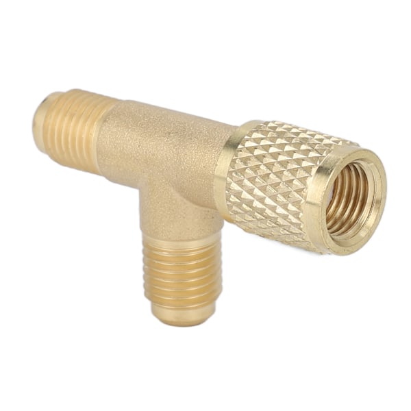 Snabbkoppling Tee Adapter med Ventilkärna Mässing 1/4in SAE Robust Struktur för R22 R12 R134