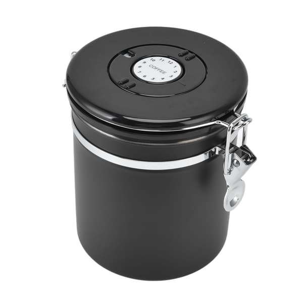 Lufttæt kaffebeholder opbevaringskrukke datatracker CO2-udløserventil rustfri stålbeholder sort