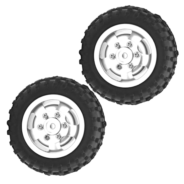 D12005 52mm RC bildäck Gummi Aluminiumlegering Antisladd däck för WPL D12 1/10 RC Truck(Silver S)