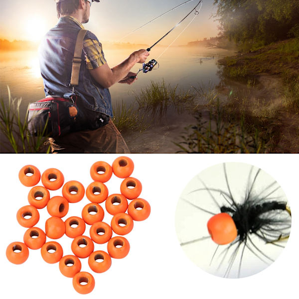 25 st flugbindande volframlegeringspärlor Runt nymfhuvud Ball fiskeredskap Orange (4,6 mm)