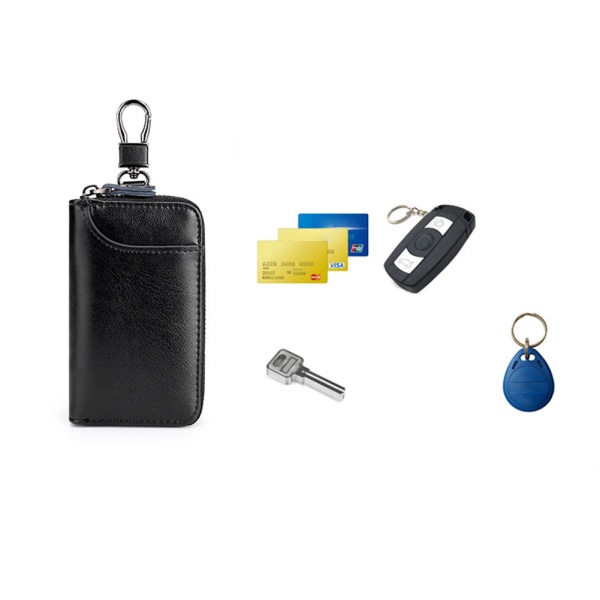 Muoti aitoa nahkaa avaimenperäkotelon pussi vetoketjullinen avainpidike Organizer auton case