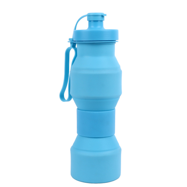 Vikbar Vattenflaska 800ml PP Livsmedelsgodkänd Portabel Utomhus Hopfällbar Sportvattenflaska för Resor Gym Camping Vandring Himmelsblå