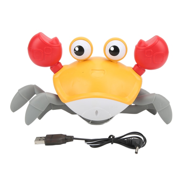 Krabbe Crawling Toy USB Oppladbar Automatisk Unngå hindringer Crawling Crab Baby Toy med musikk og LightOrange