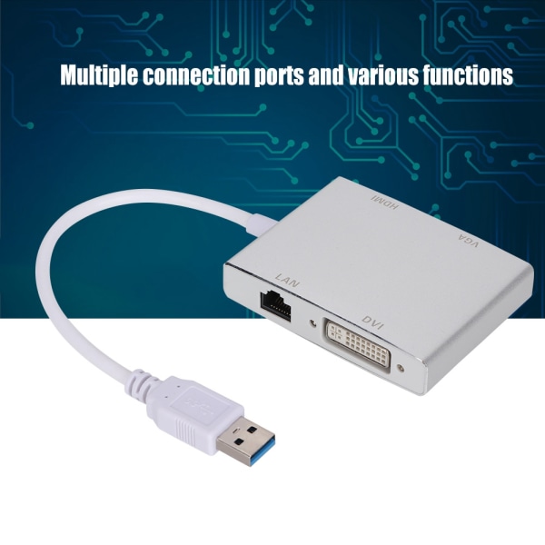 Högkvalitativ multifunktionell aluminiumlegering USB 3.0 till VGA/HDMI/LAN/DVI-omvandlaradapter