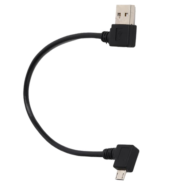 USB A till Micro USB Hane Rätvinklig Adapter Datakabel 24cm Svart