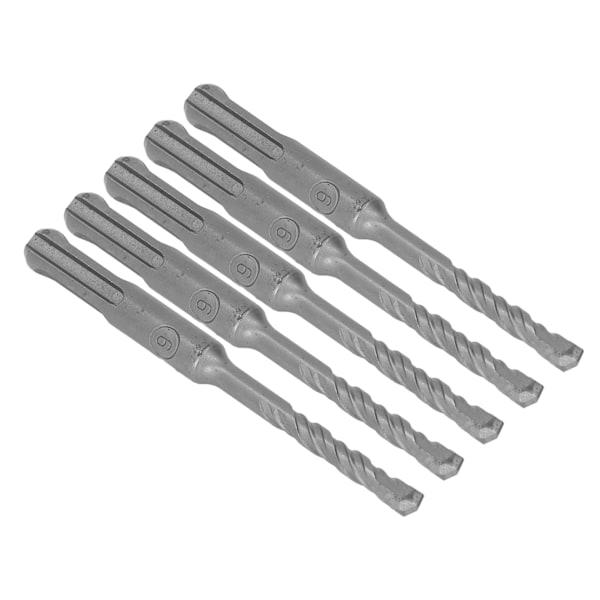 5 stk roterende hammerbor med hardmetallspiss, spiral 2 fløyter, slagbor for murstein 110 mm 6 mm/0,24 tommer åpen diameter