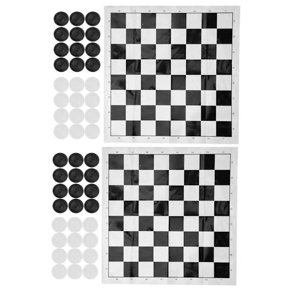 2Set Internationella set med plastfilm schackbräde Set