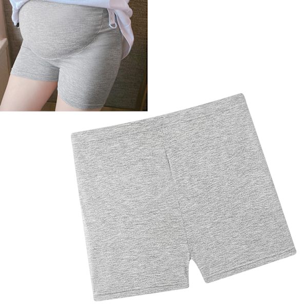 Maternity Shorts - Høj Elasticitet Justerbar Talje Bælte Graviditet Shorts til Lounge Sport Yoga Grå L