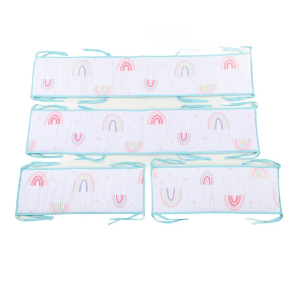 Crib Liner Four Sided Cute Printed Soft Breathable Crib Bumpers Pads for Newborn Toddler Style 1