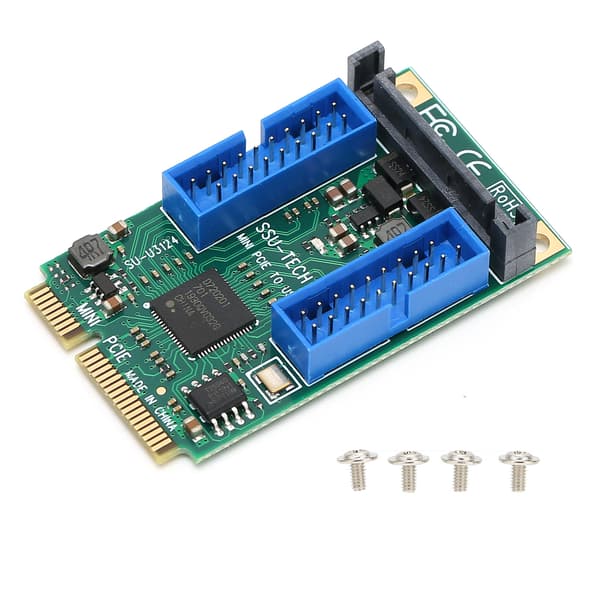 Mini PCIe til USB 3.0 Front Ekspansjonskort Dobbel 19PIN 10313 Kompatibel med Windows XP Vista 7 8 10 2003 Linux