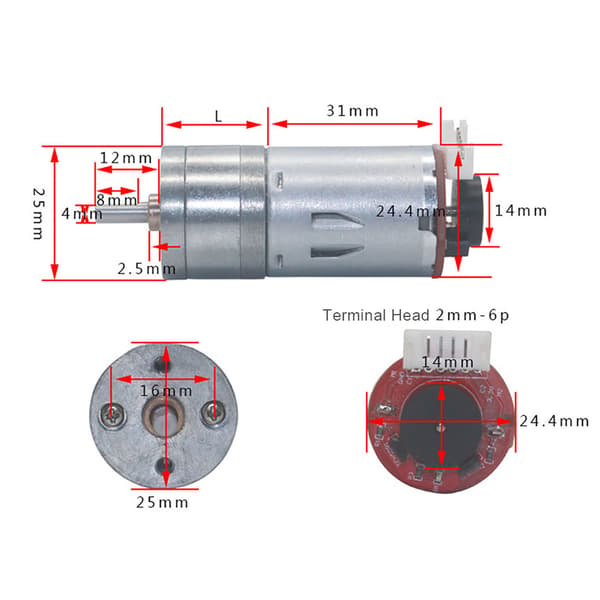 Encoder Gear Motor Kit med Monteringsbeslag og 65mm Hjul - DIY til Smart Bil Robot (1 Styk)