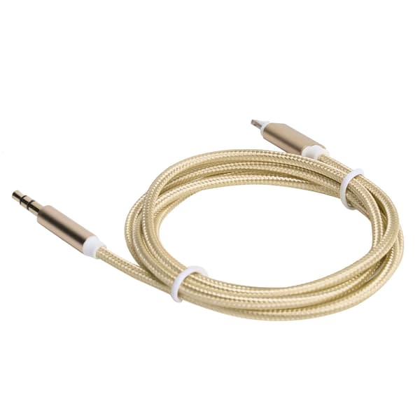 IOS 12 AUX Lydkabel 3.5mm Nylonflettet Adapter Gul