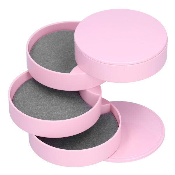 MultiLayer Smykkeæske Støvfri Roterende Opbevaringsbeholder Organizer til Smykker (Pink 4-Lag)