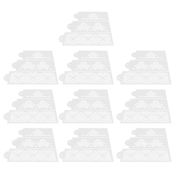 10 set kaksprayform kakgräns präglingsform fondant dessert bakningsstencilar